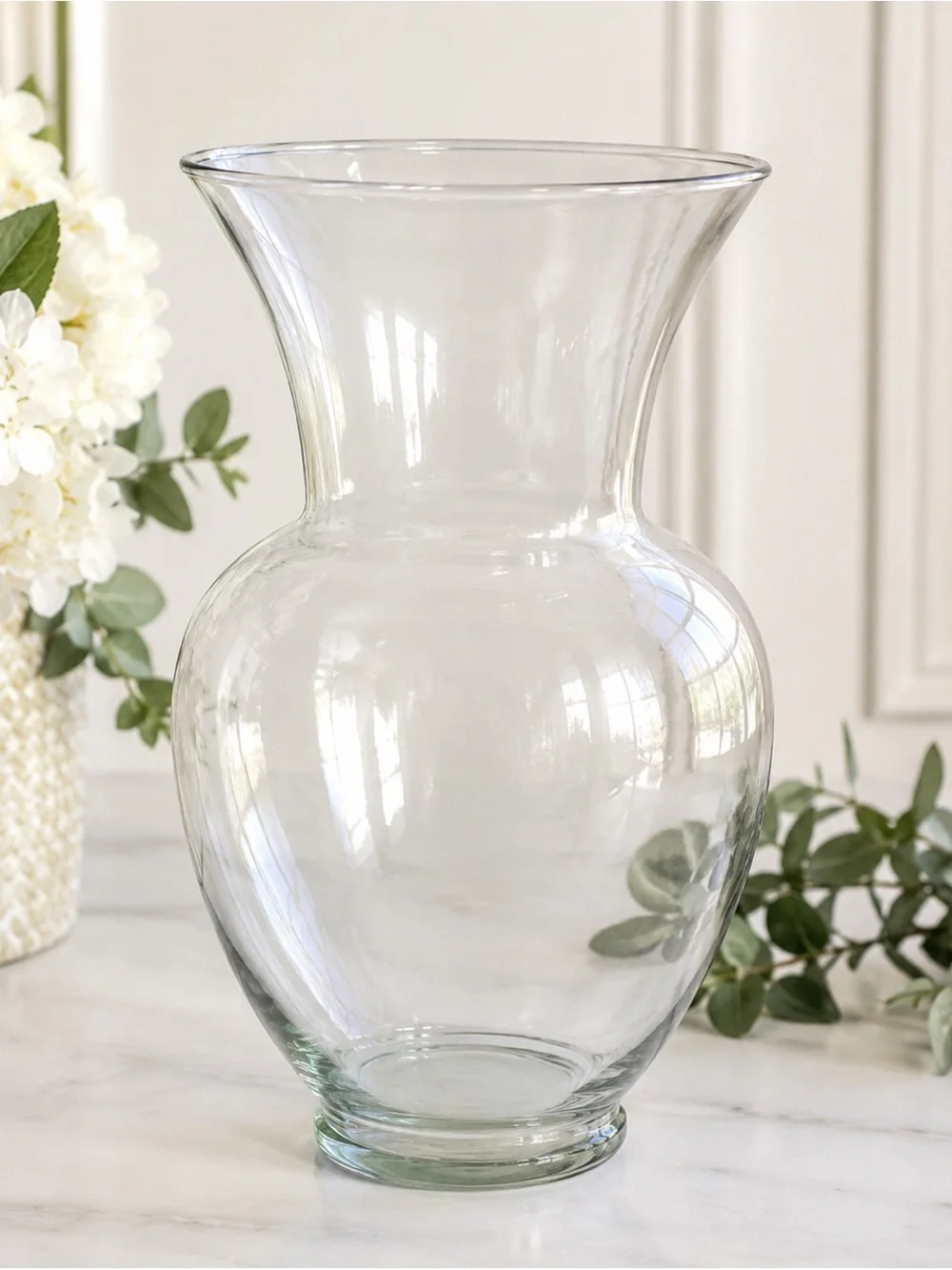 Large Clear Glass Flared Vase Hurricane Candle Holder Floral Centerpiece